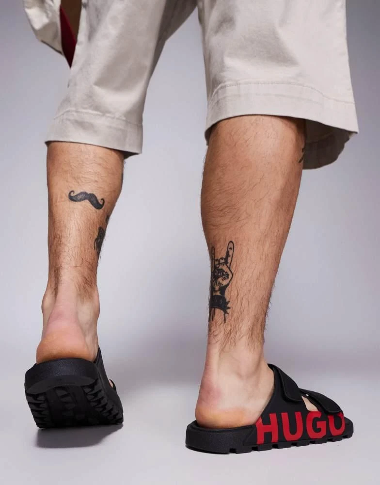 商品Hugo Red|HUGO RED Evander large logo sandals in black,价格¥826,第2张图片详细描述