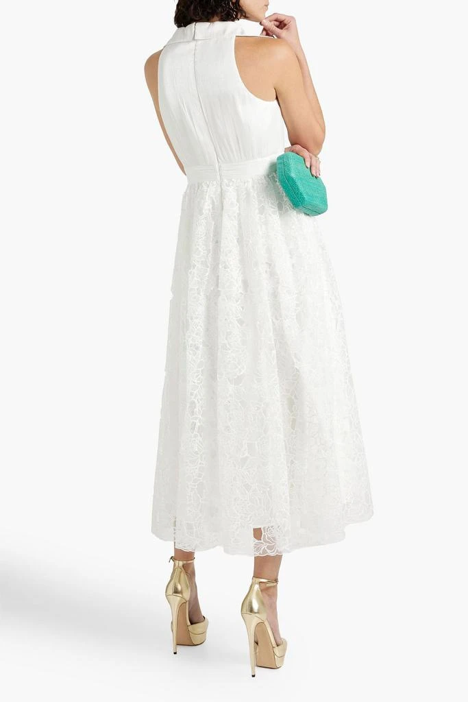 商品Badgley Mischka|Crepon-paneled guipure lace midi dress,价格¥2686,第3张图片详细描述