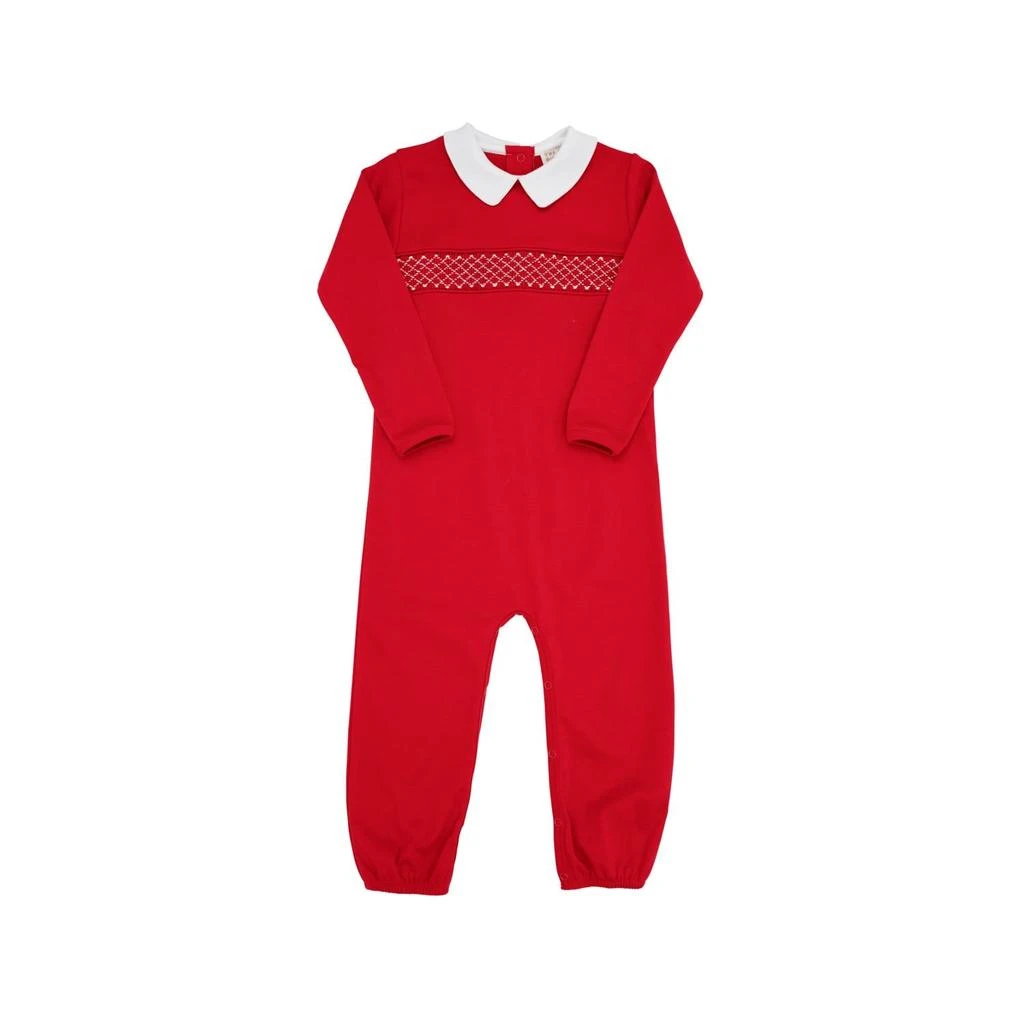 商品The Beaufort Bonnet Company|Boy's Rigsby Romper In Richmond Red With Worth Avenue White Smocking,价格¥512,第1张图片