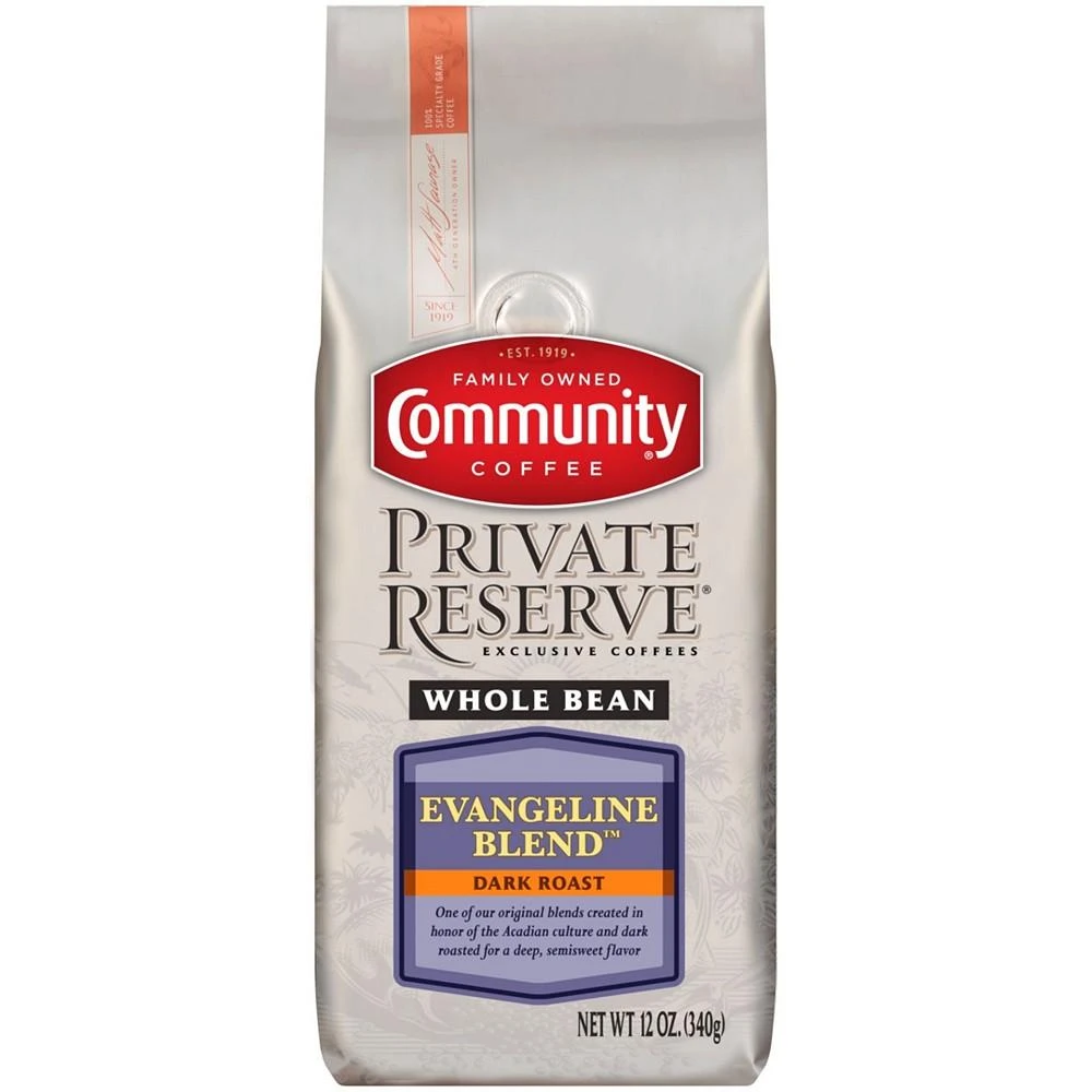 商品Community Coffee|Private Reserve Evangeline Blend Dark Roast Specialty-Grade Whole Bean Coffee, 12 Oz - 6 Pack,价格¥651,第3张图片详细描述