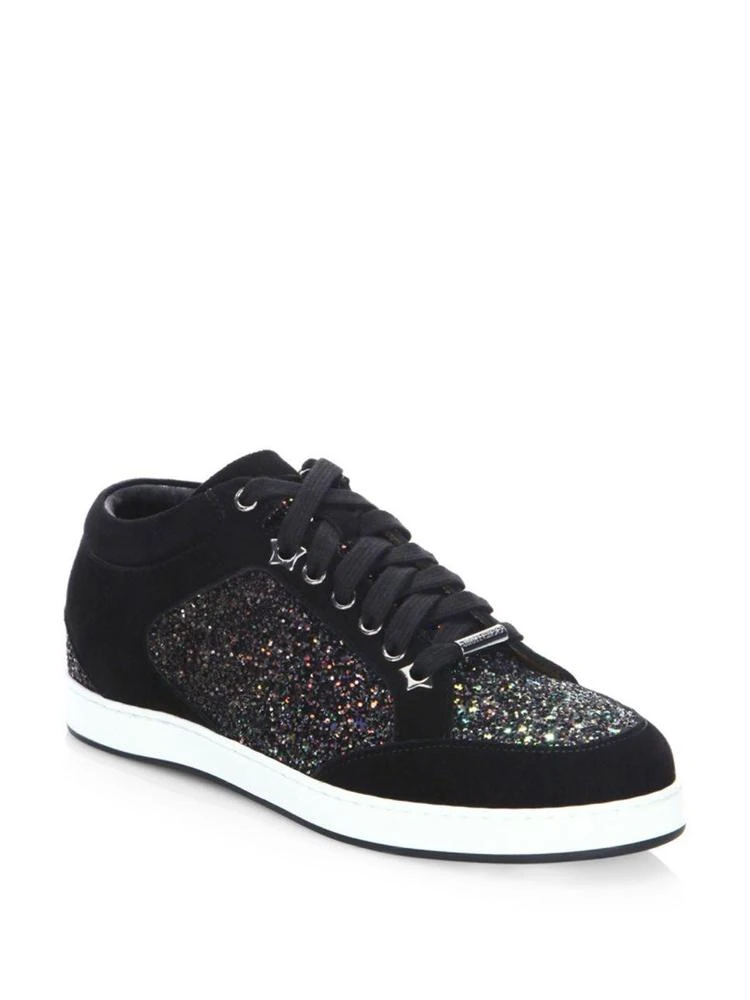 商品Jimmy Choo|Miami Glitter & Suede Sneakers,价格¥1784,第1张图片