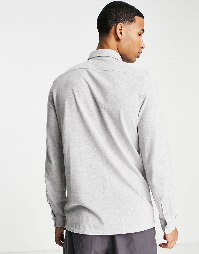 Lacoste long sleeve shirt in grey商品第4张图片规格展示