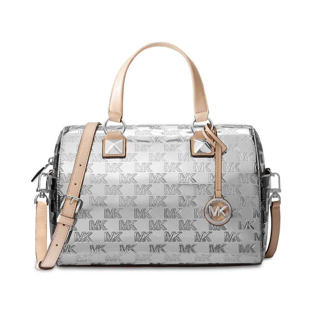 商品Michael Kors|Grayson Logo Embossed Patent Medium Duffel Satchel,价格¥1365,第1张图片