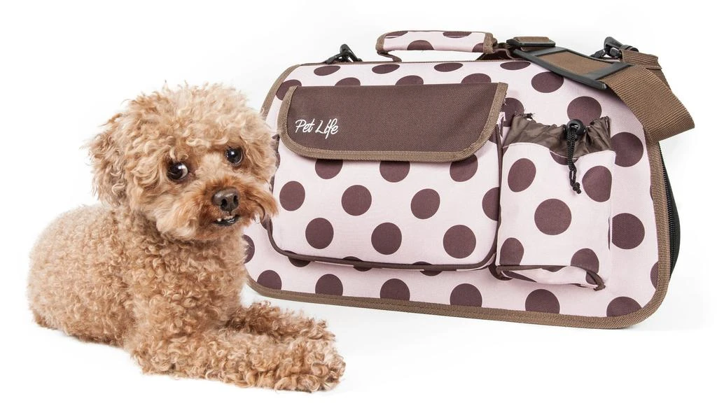 商品Pet Life|Casual Polka-Dotted Airline Approved Folding Zippered Collapsible Travel Pet Dog Carrier w/ Pouch,价格¥405,第5张图片详细描述