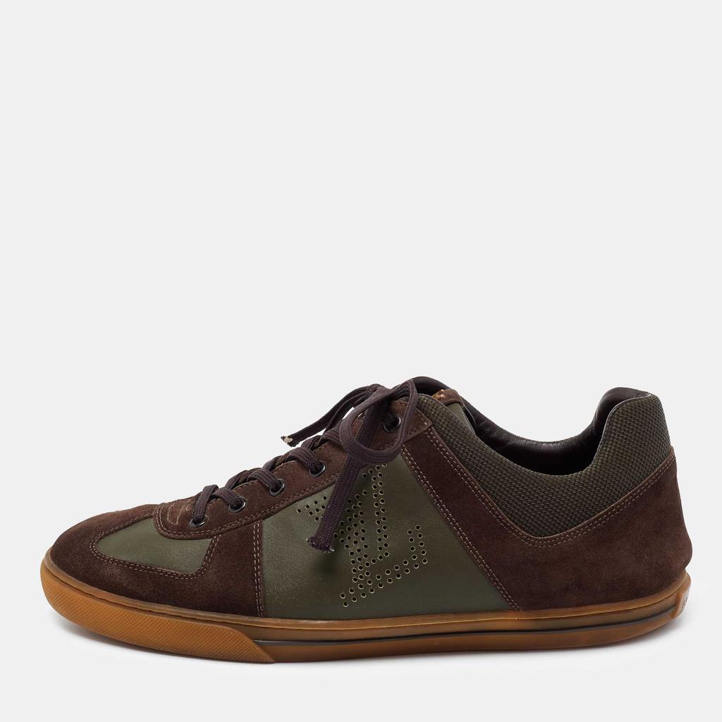 Louis Vuitton Brown/Olive Green Suede And Leather Offshore Trainers Low Top Sneakers Size 42.5商品第1张图片规格展示