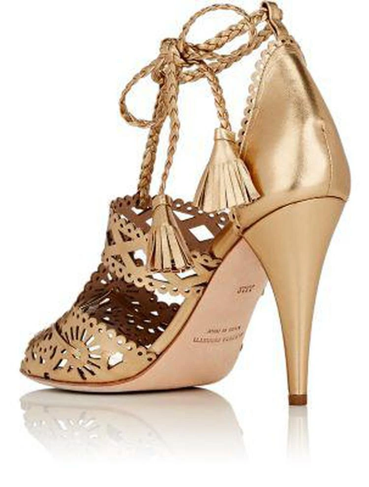 商品Alberta Ferretti|Laser-Cut Metallic Leather Sandals,价格¥3003,第3张图片详细描述