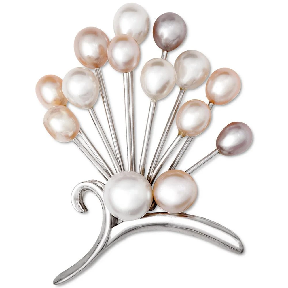 商品Macy's|Multicolor Cultured Freshwater Pearl (5 -8mm) Bouquet Pin in Sterling Silver,价格¥726,第1张图片