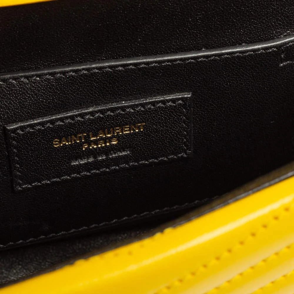 Saint Laurent Yellow Quilted Leather Small Sulpice Triple V-Flap Crossbody Bag  商品