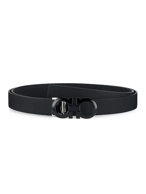 商品Salvatore Ferragamo|Double Adjustable Logo Buckle Leather Belt,价格¥3709,第3张图片详细描述