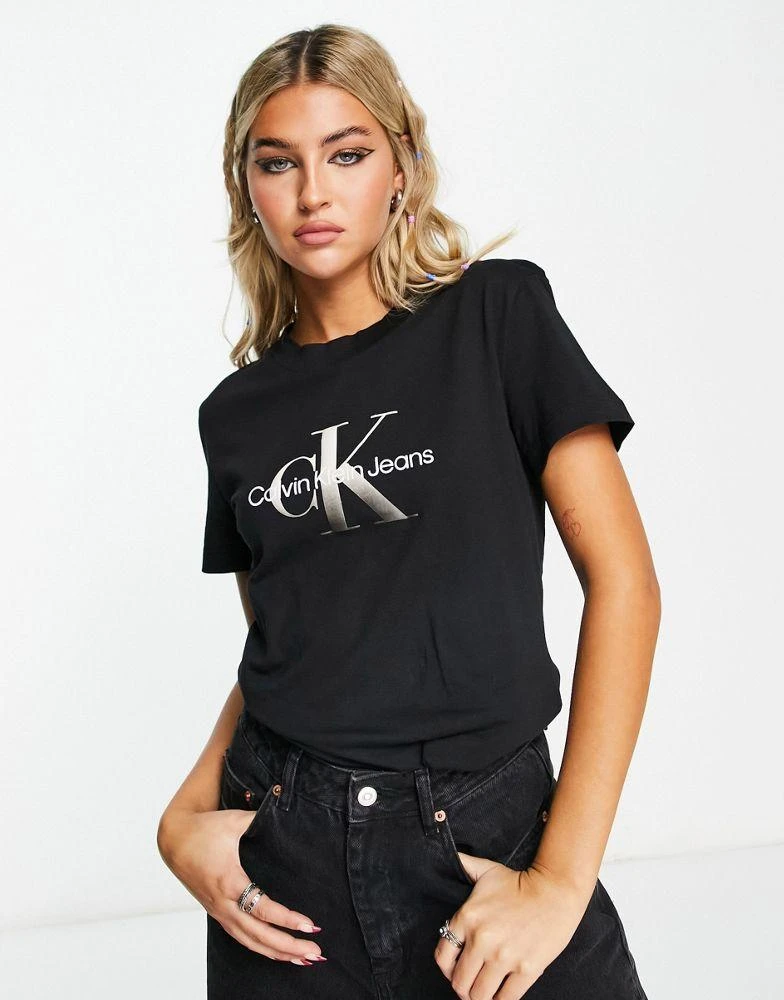 商品Calvin Klein|Calvin Klein Jeans gradient monologo t-shirt in black,价格¥480,第1张图片