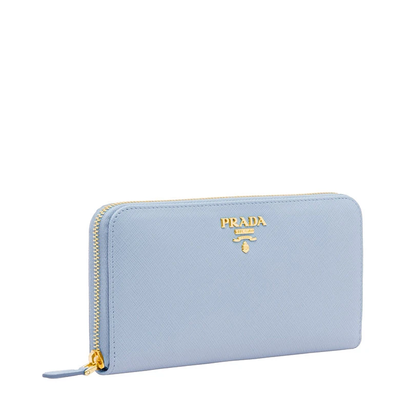 商品Prada|【预售3-7天】普拉达  女士天蓝色皮革金标拉链开合长款钱包1ML506_QWA_F0076,价格¥6078,第5张图片详细描述