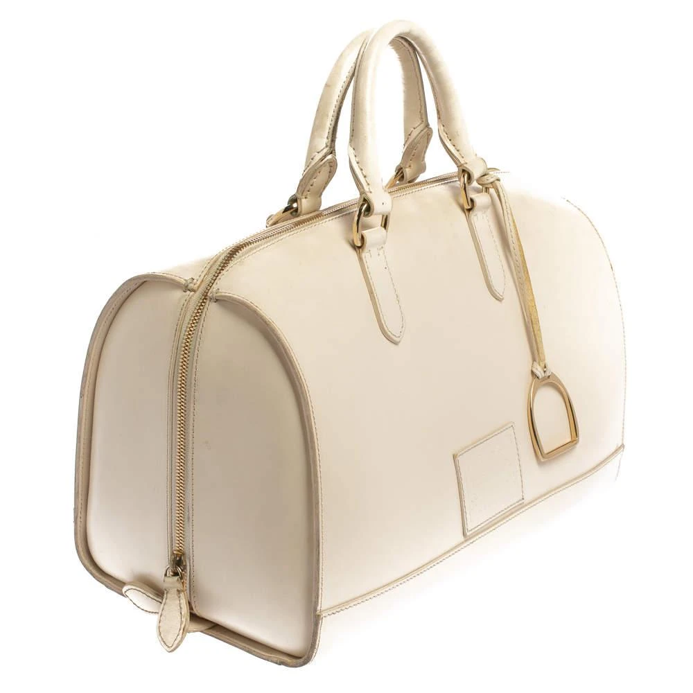 商品[二手商品] Ralph Lauren|Ralph Lauren Cream White Leather Stirrup Boston Bag,价格¥905,第3张图片详细描述
