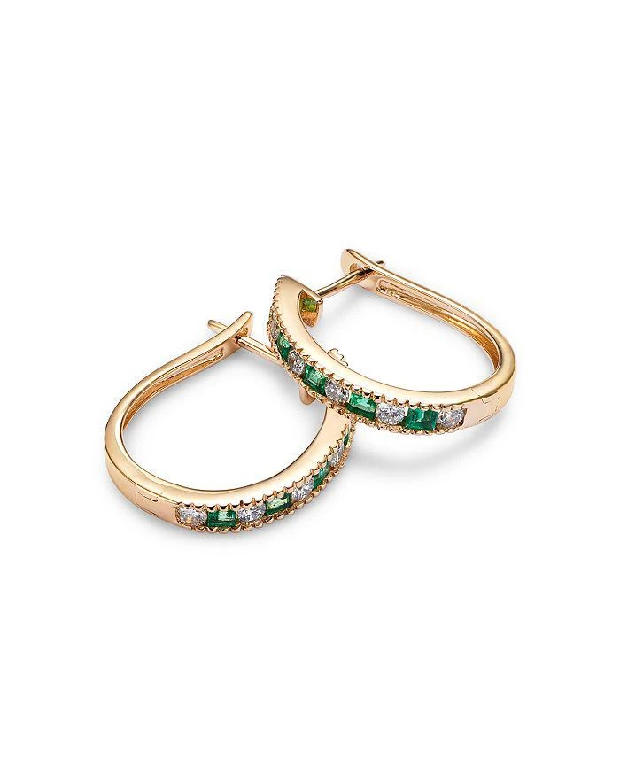 商品Bloomingdale's|Emerald & Diamond Small Hoop Earrings in 14K Yellow Gold,价格¥4900,第3张图片详细描述
