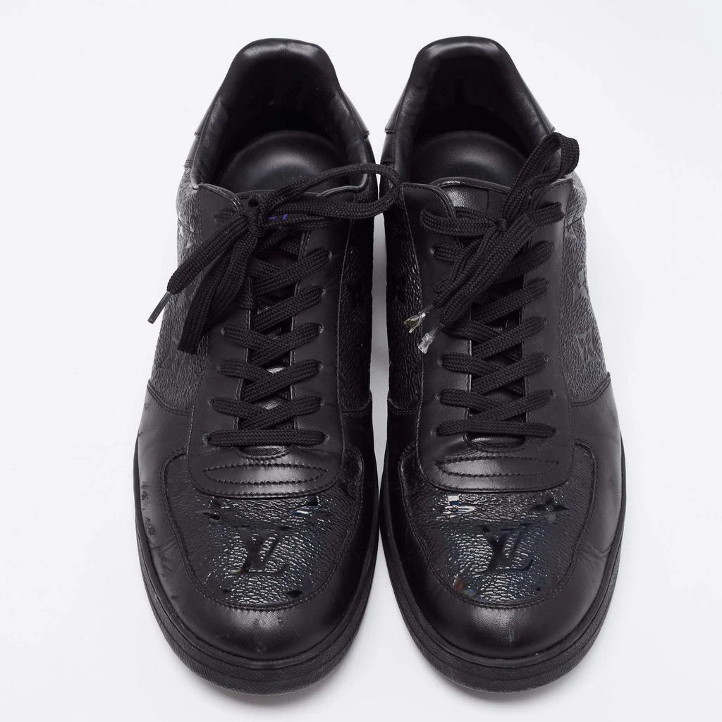 商品[二手商品] Louis Vuitton|Louis Vuitton Black Leather Rivoli Monogram Low Top Sneakers Size 44,价格¥3342,第3张图片详细描述
