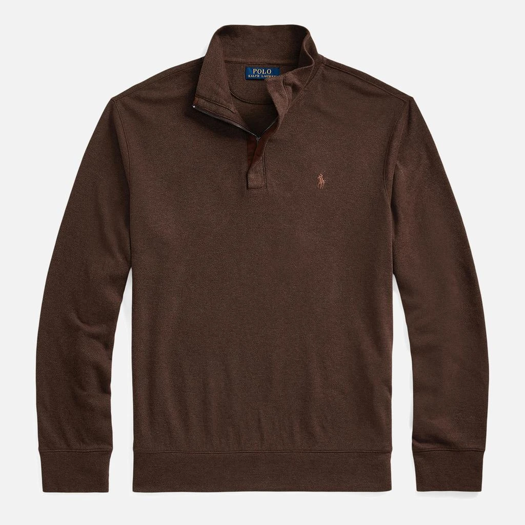 商品Ralph Lauren|Polo Ralph Lauren Men's Half Zip Double Knit Sweatshirt - Nutmeg Brown/Heather Harringbone,价格¥1506,第4张图片详细描述