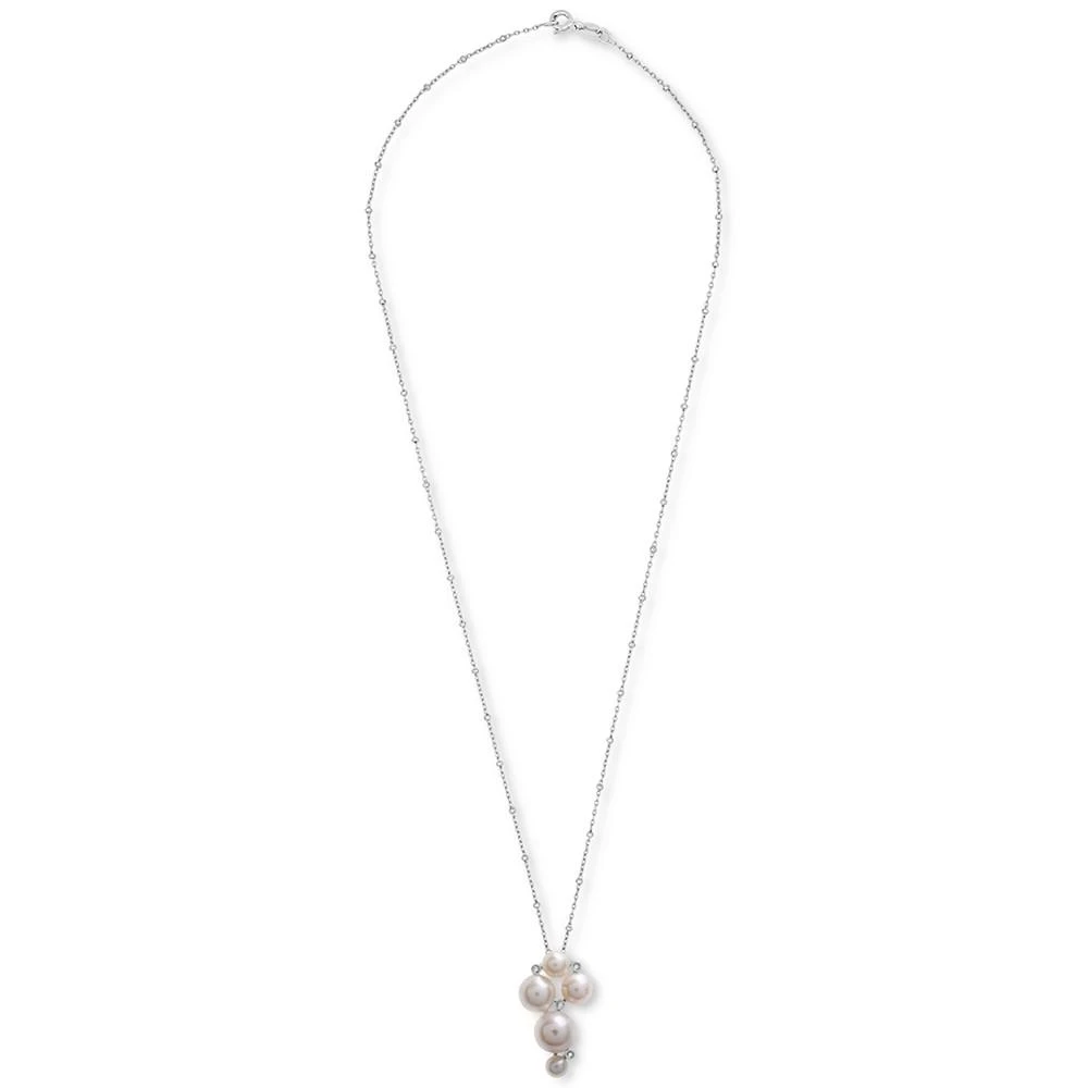 商品Macy's|Cultured Freshwater Pearl (5 - 9mm) & Diamond Accent Cluster 18" Pendant Necklace in Sterling Silver,价格¥3080,第3张图片详细描述