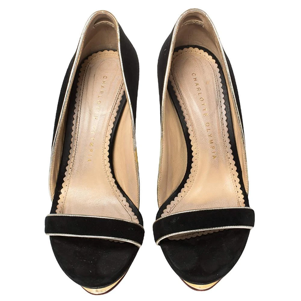 商品[二手商品] Charlotte Olympia|Charlotte Olympia Black Suede Christine Open Toe Sandals Size 36.5,价格¥1068,第3张图片详细描述