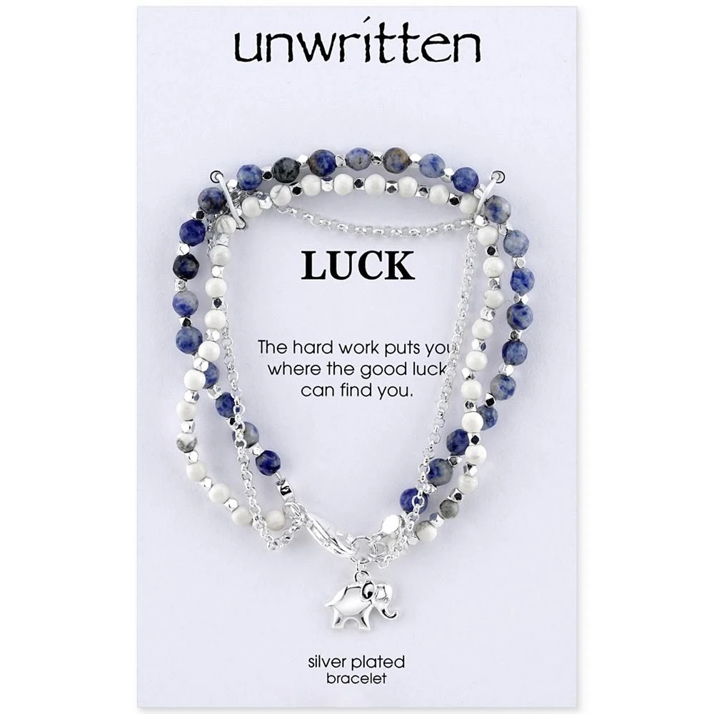 商品Unwritten|Sodalite Beaded Elephant Charm Bracelet in Silver-Plate,价格¥412,第2张图片详细描述