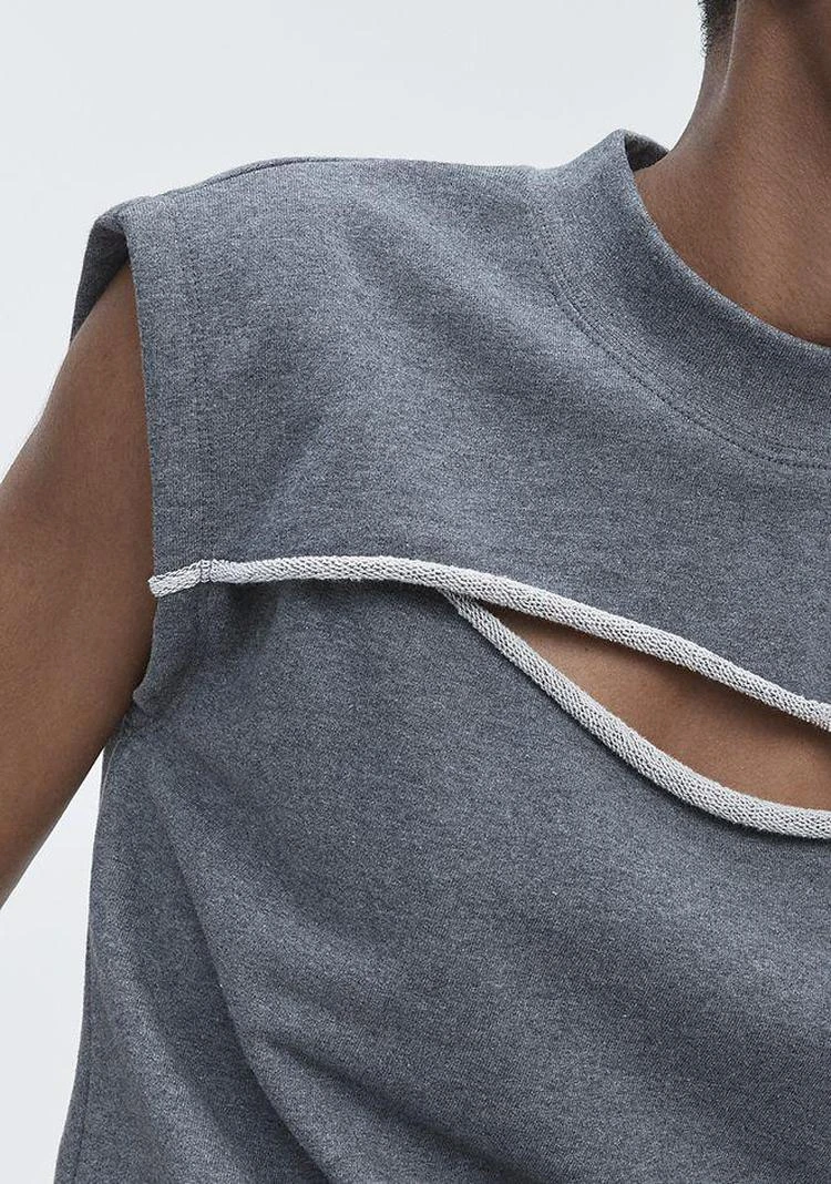 商品Alexander Wang|SLIT-FRONT SHORT SLEEVE SWEATSHIRT,价格¥829,第5张图片详细描述