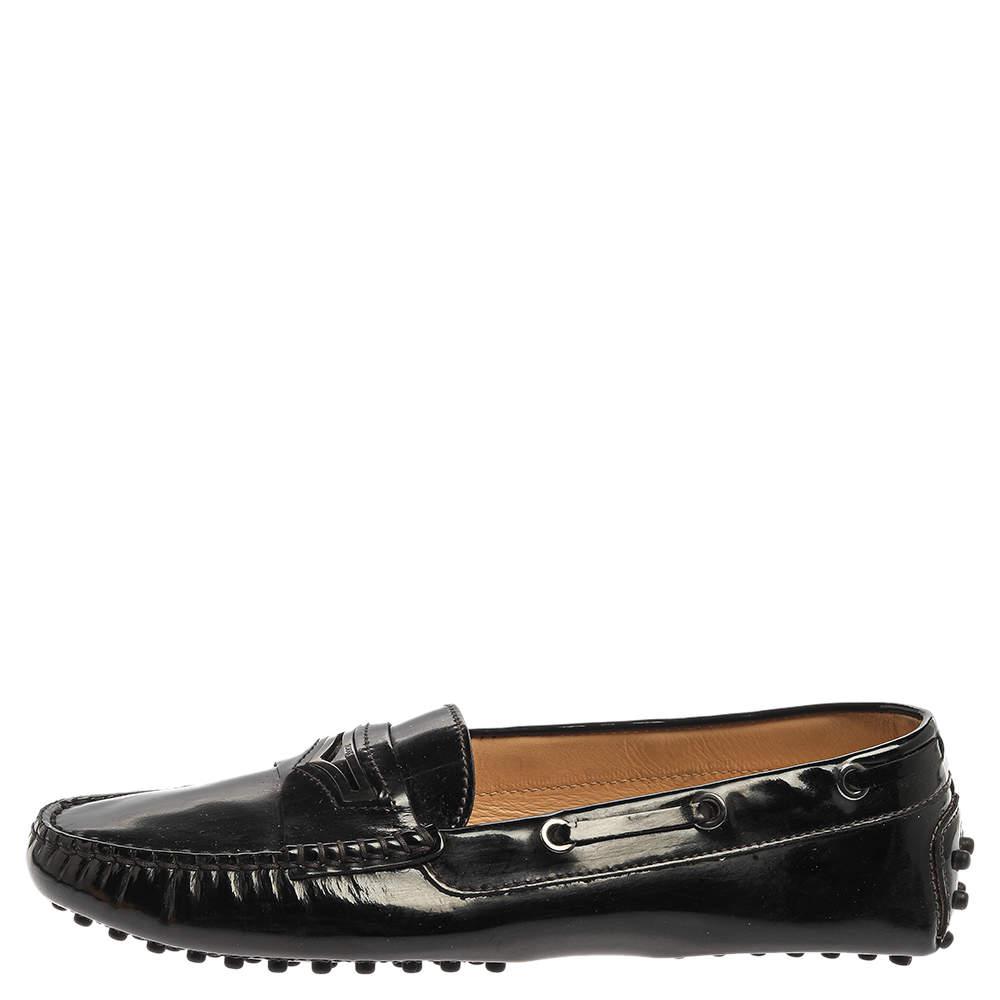 Tod's Black Patent Leather Penny Slip On Loafers Size 37.5商品第2张图片规格展示