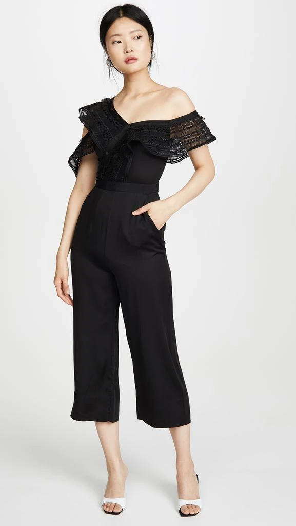 商品Self Portrait|Self Portrait One Shoulder Frilled Jumpsuit,价格¥1321,第2张图片详细描述