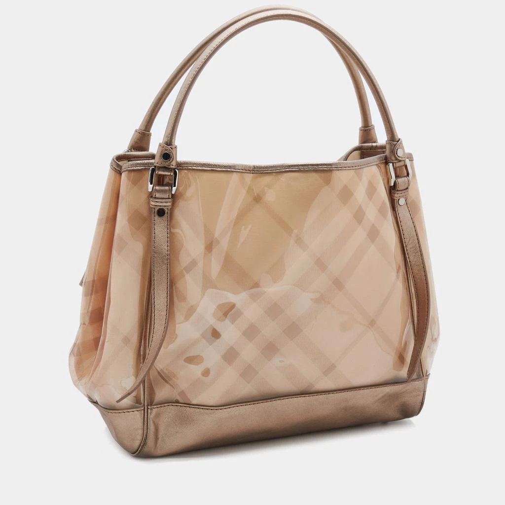 商品[二手商品] Burberry|Burberry Metallic Beige Exploded Check PVC and Leather Tote,价格¥1125,第3张图片详细描述