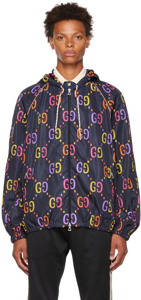 商品Gucci|海军蓝 Jumbo GG 夹克,价格¥21912,第1张图片