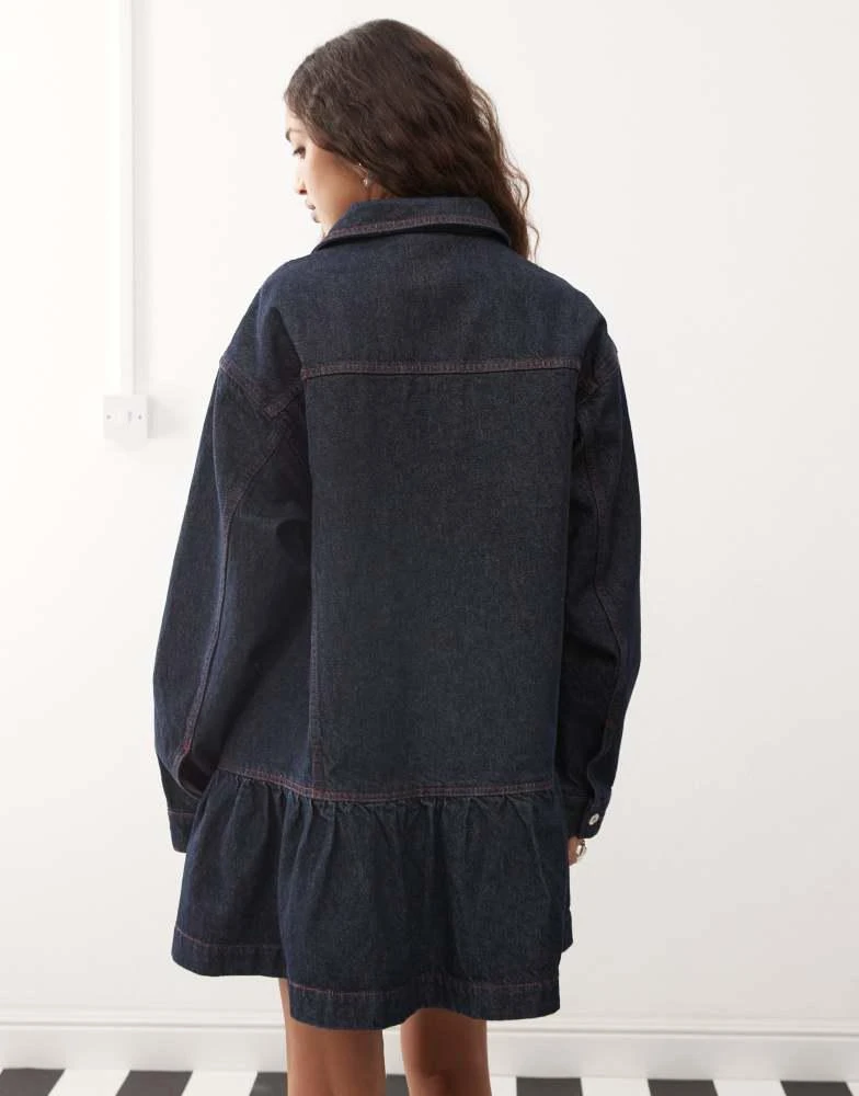 商品COLLUSION|COLLUSION denim mini smock dress In indigo,价格¥315,第3张图片详细描述