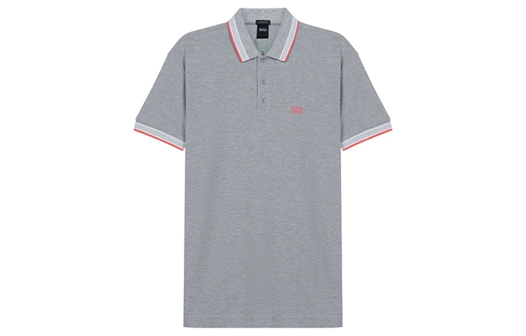 商品[国内直发] Hugo Boss|SS21 纯色领刺绣Logo印花短袖Polo衫 男款 灰色,价格¥1115,第1张图片