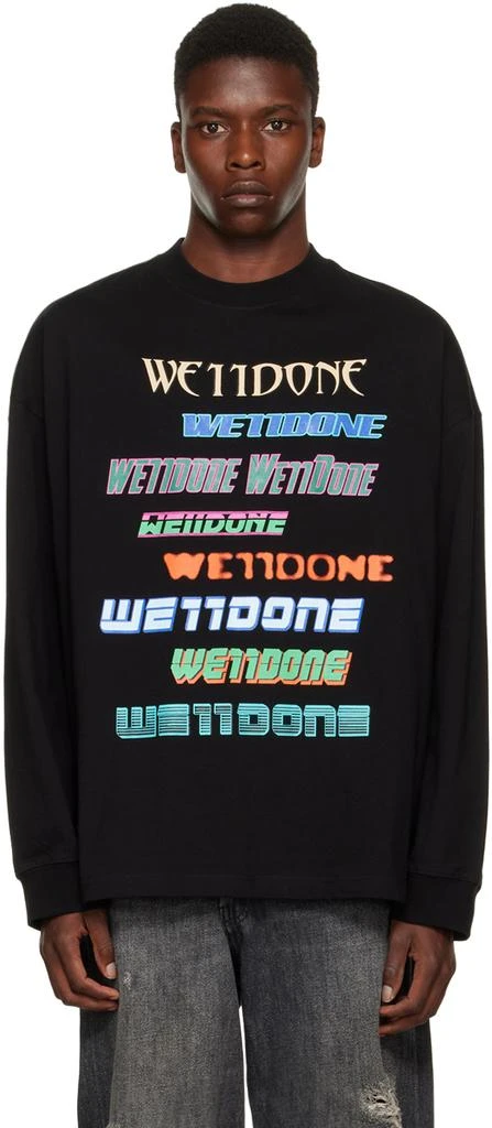 商品We11done|Black Multi Long Sleeve T-Shirt,价格¥716,第1张图片
