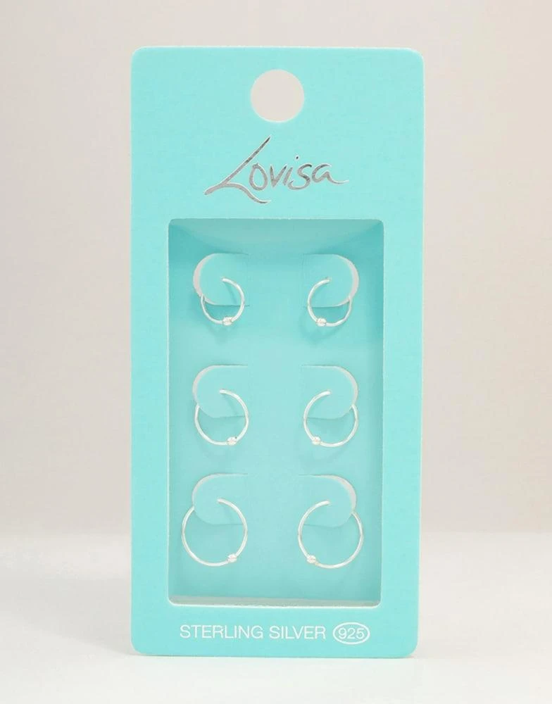 商品Lovisa|Lovisa Sterling silver ball gradual size nose ring pack in silver,价格¥178,第3张图片详细描述