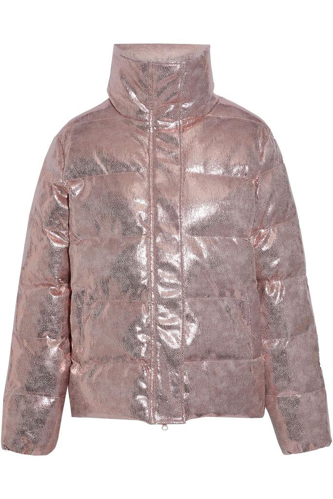 Quilted metallic faux textured-leather jacket商品第1张图片规格展示