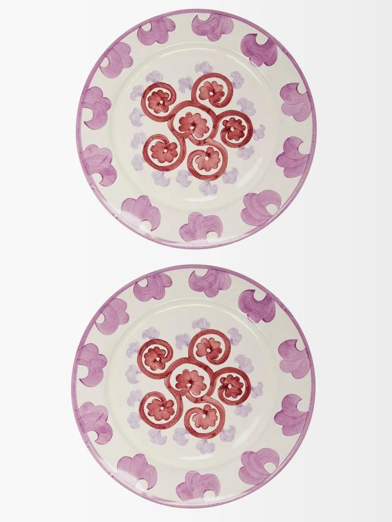 商品Emporio Sirenuse|Set of two Swirl Flower painted ceramic plates,价格¥1475,第1张图片