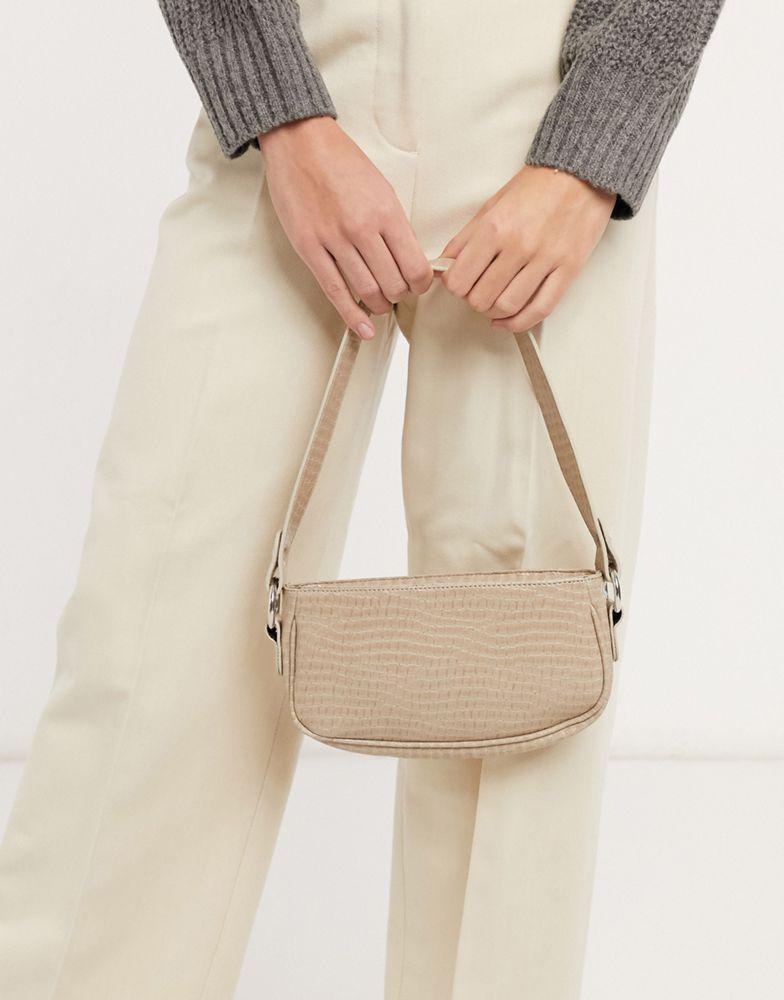 ASOS DESIGN stone croc effect 90s shoulder bag商品第2张图片规格展示