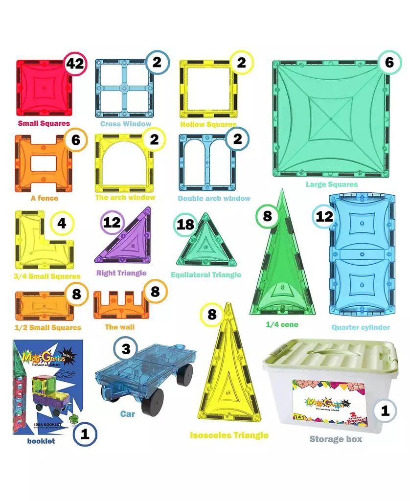 商品Mag-Genius|Magnet Tiles, 141 + 2 Pieces,价格¥561,第5张图片详细描述