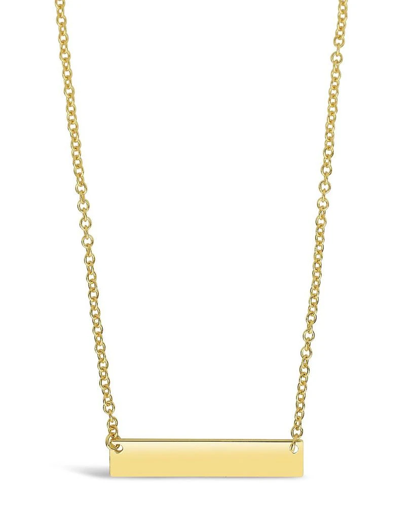 商品Sterling Forever|Sterling Silver Mini Bar Necklace-Gold,价格¥284,第1张图片详细描述