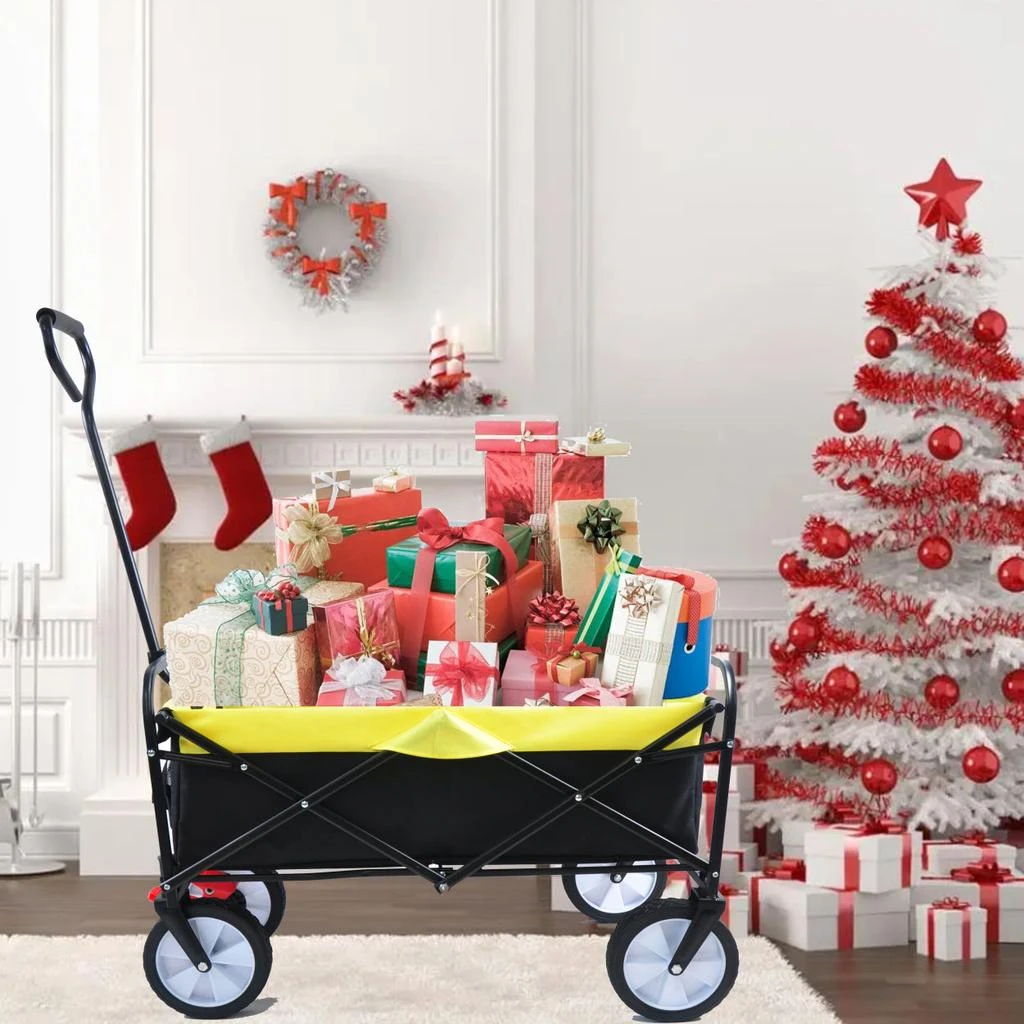商品Simplie Fun|Folding Wagon Garden Shopping Beach Cart (black+yellow),价格¥833,第1张图片