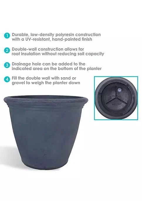商品belk|Decor 20 In Anjelica Dual Wall Polyresin Planter   Slate   Set Of 2,价格¥1085,第4张图片详细描述