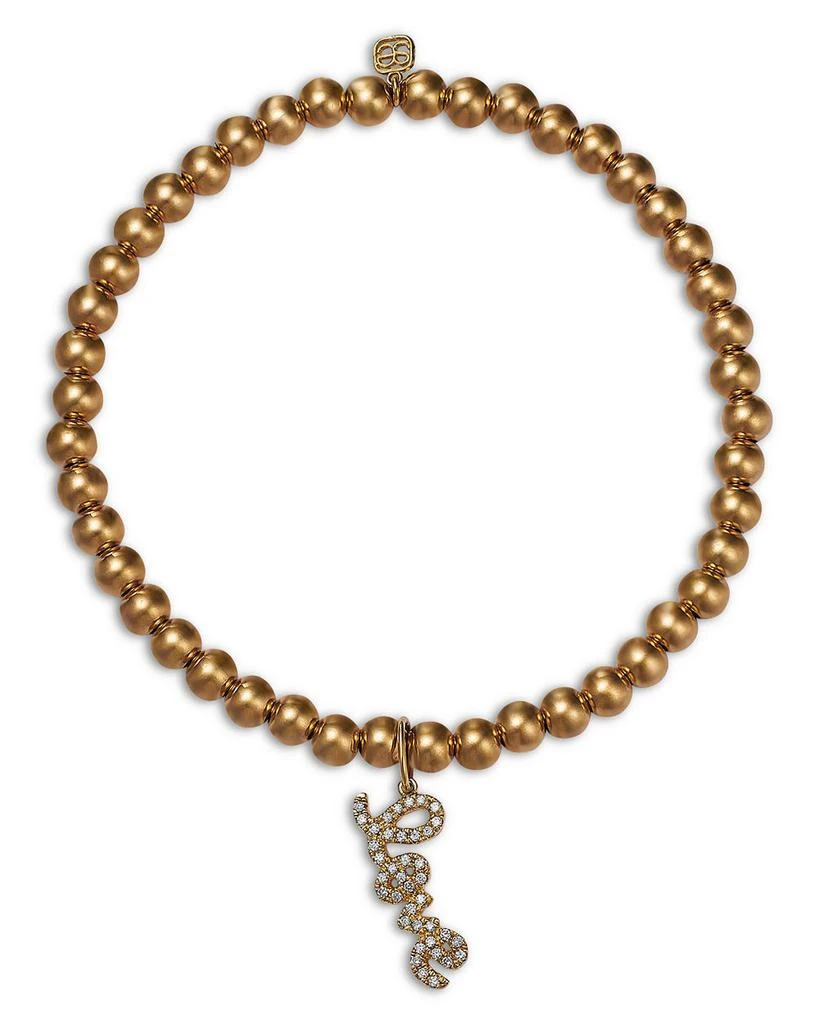 商品Sydney Evan|14K Yellow Gold Love Script Charm Beaded Bracelet with Diamonds, 0.12 ct. t.w.,价格¥9000,第1张图片