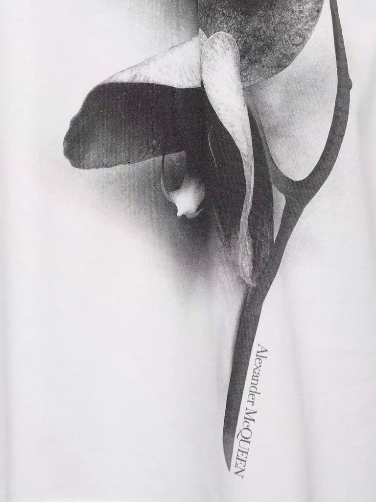 商品Alexander McQueen|Orchid Print Cotton T-shirt,价格¥4207,第3张图片详细描述