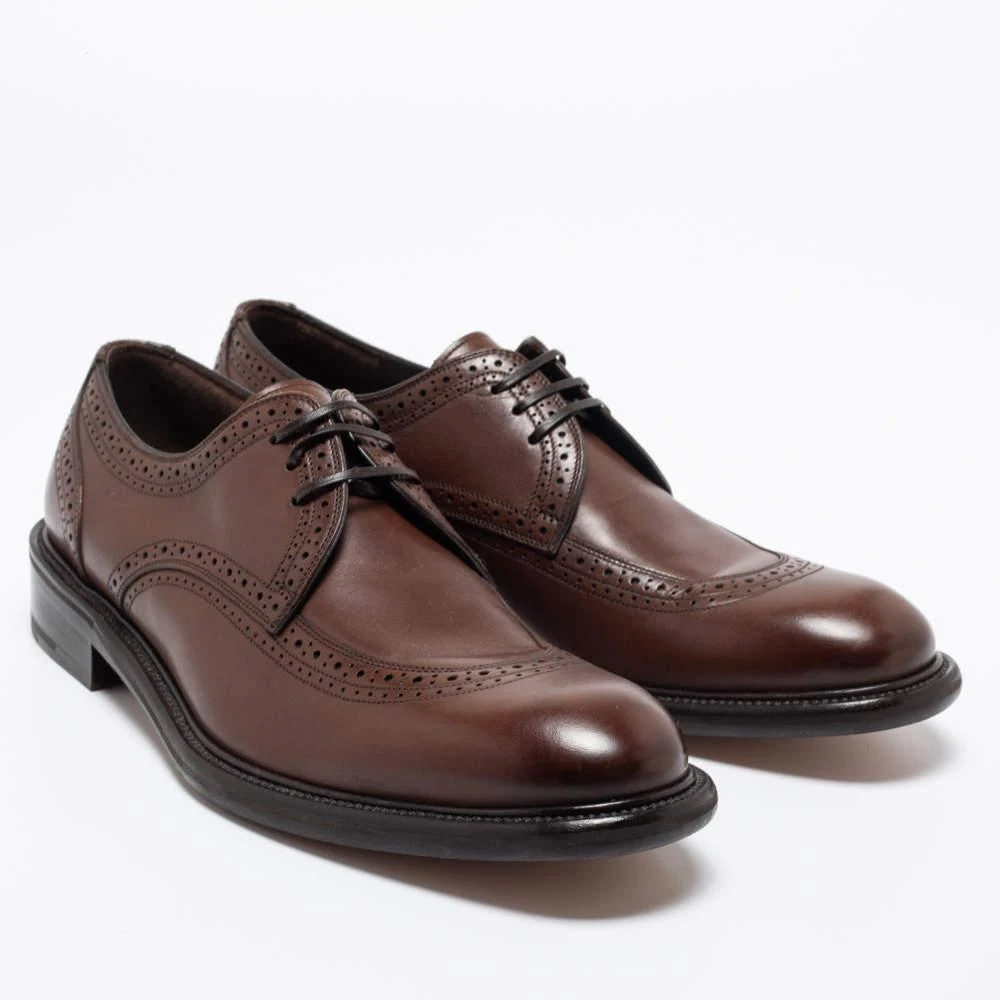 商品Salvatore Ferragamo|Salvatore Ferragamo Brown Leather Brogue Lace Up Derby Size 43,价格¥3945,第4张图片详细描述