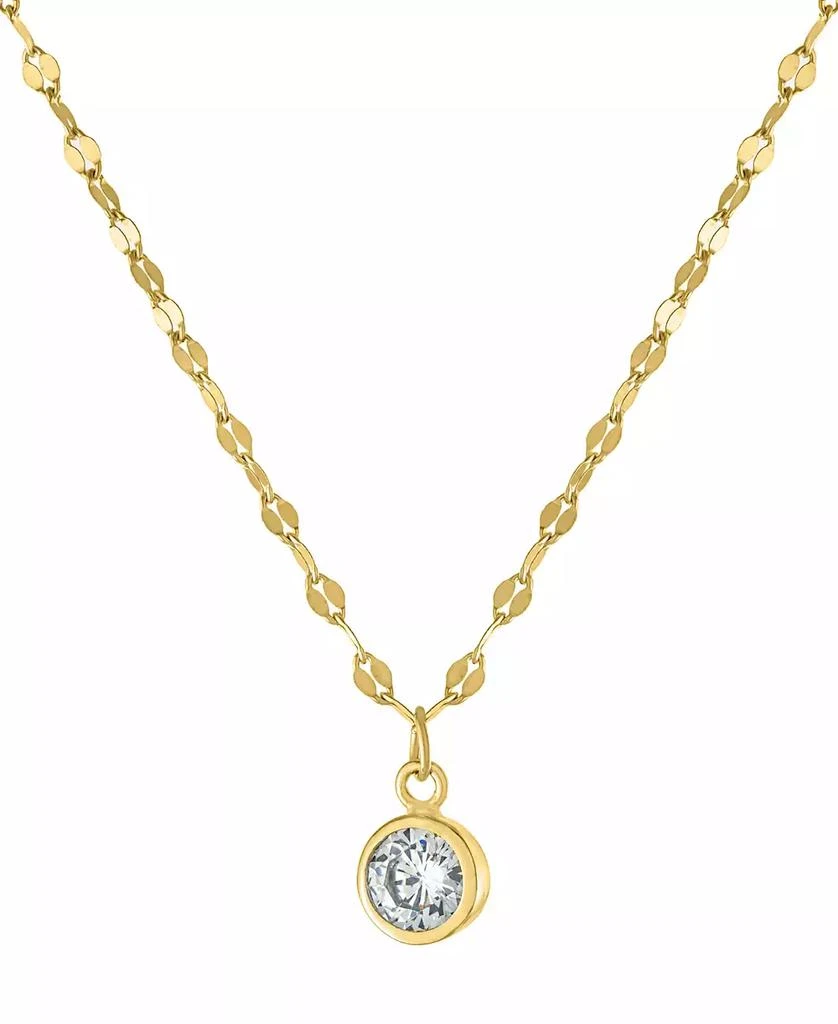 商品Giani Bernini|Cubic Zirconia Bezel Solitaire Pendant Necklace in 18k Gold-Plated Sterling Silver, 16" + 2" extender, Created for Macy's,价格¥497,第1张图片