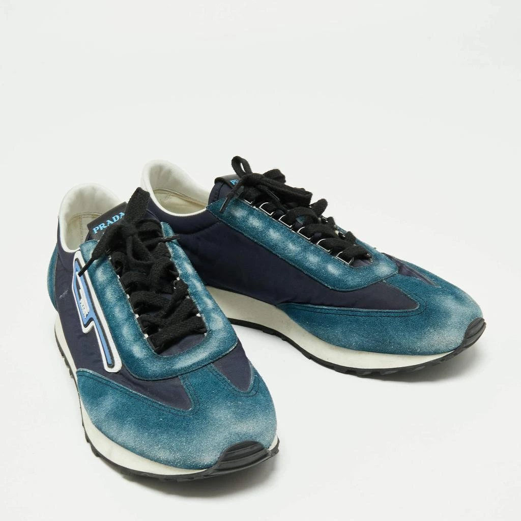 商品[二手商品] Prada|Prada Blue Suede And Nylon Low Top Sneakers Size 42,价格¥1445,第4张图片详细描述
