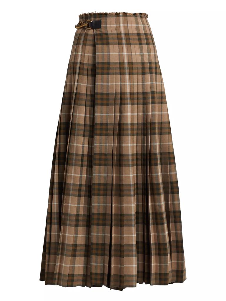 【送料&関税込】Burberry Brown Midi Wool Skirt Burberry Check Wool-Blend Knit Maxi Skirt - Dresses & Skirts
