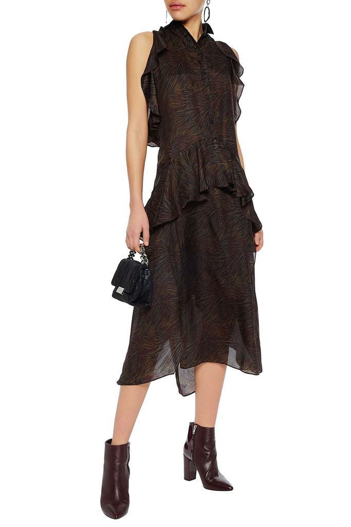商品IRO|Valerya ruffled zebra-print silk crepe de chine midi dress,价格¥1396,第4张图片详细描述