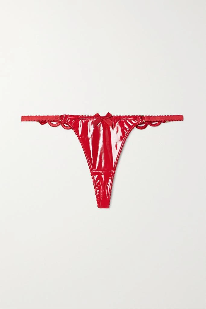 商品L'Agent by Agent Provocateur|Zarya 凸花蕾丝边饰弹力漆光面料丁字裤,价格¥760,第1张图片