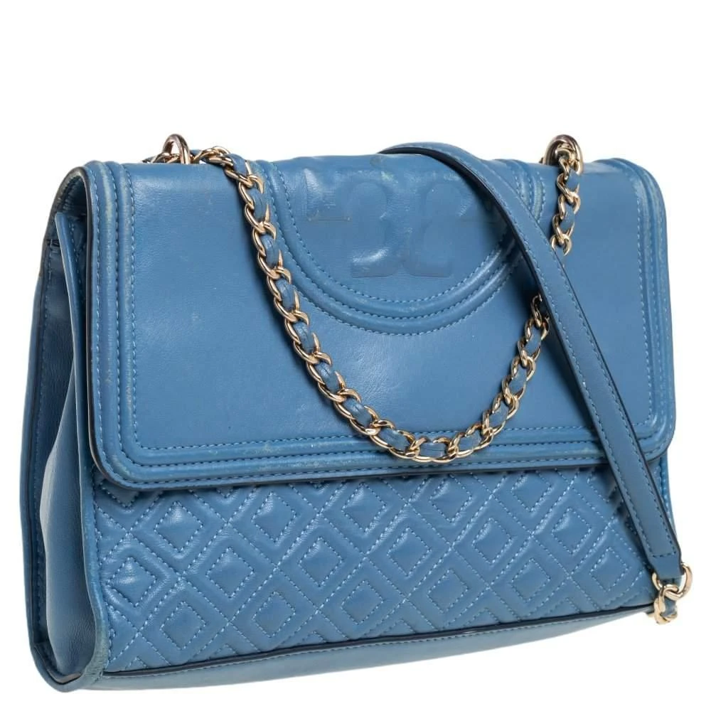 商品[二手商品] Tory Burch|Tory Burch Blue Leather Fleming Shoulder Bag,价格¥2059,第3张图片详细描述