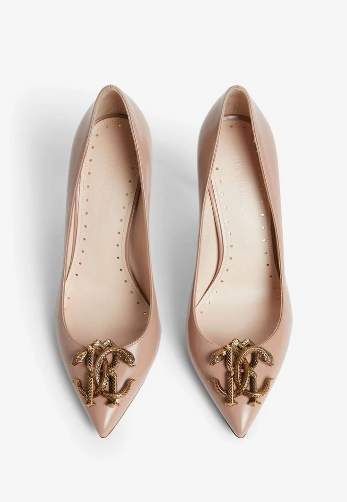 商品Roberto Cavalli|Mirror Snake 90 Leather Pointed Pumps,价格¥7284,第3张图片详细描述
