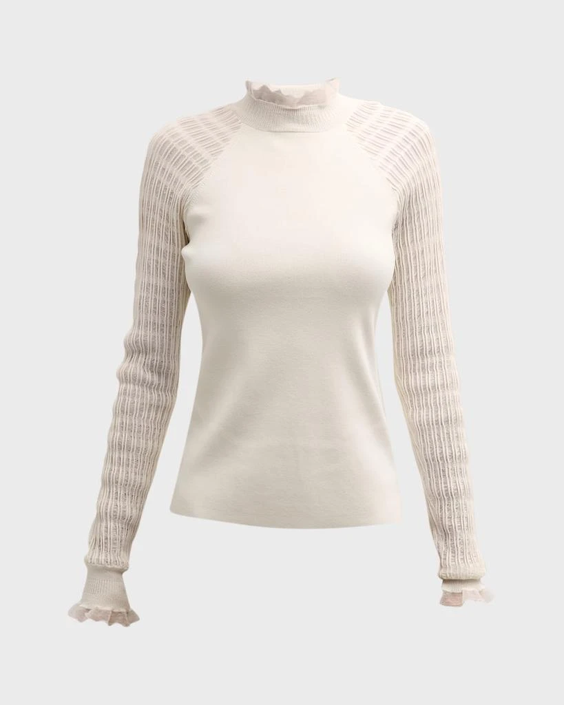 商品3.1 Phillip Lim|Micro-Ribbed Long-Sleeve Fitted Sweater,价格¥3476,第2张图片详细描述