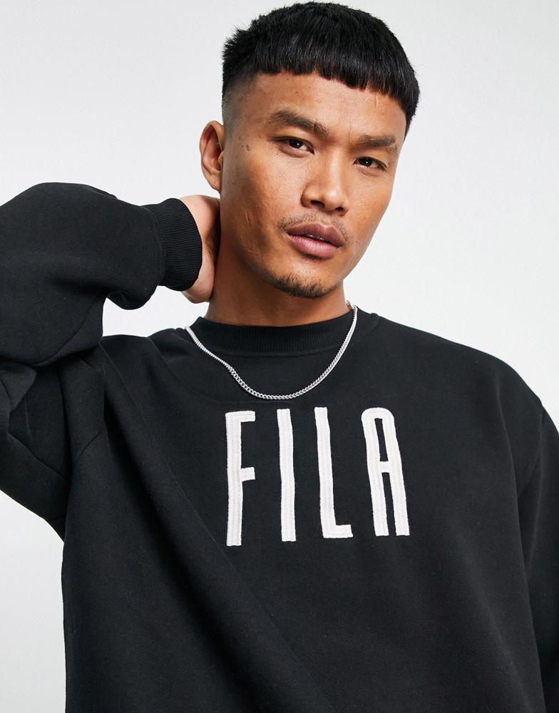 Fila heritage sweatshirt in black商品第1张图片规格展示